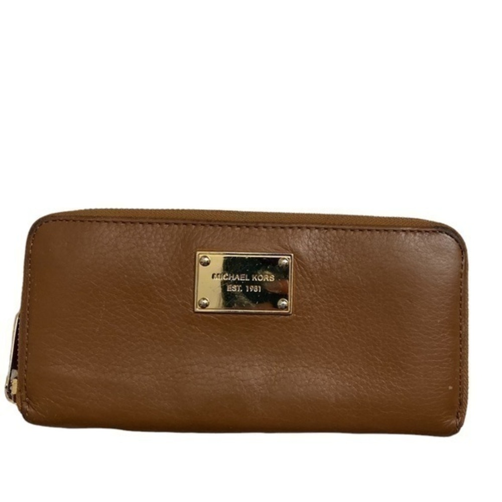 Michael kors brown leather clutch zipper wallet